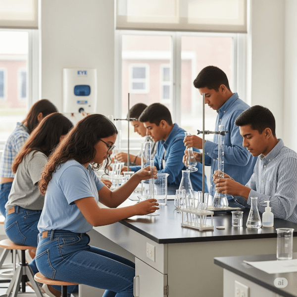 estudiantes en laboratorio escolar